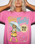 Stay Salty Melt Ice Comfort Colors Tee Shirt, Vintage Illustration Tee, Political Statement T-Shirt, Retro Rain Girl Graphic Shirt,