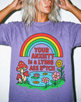 Your Anxiety Is A Lying A** Bitch Comfort Colors Tee -Trippy Mushroom Rainbow Shirt, Funny Mental Health T-Shirt, Retro Positivity