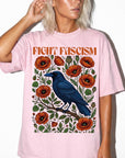 Fight Fascism Comfort Colors Shirt, Raven Poppy Floral Tee, Pro Democracy T-Shirt, Political Protest Shirt, Social Justice Graphic Tee,