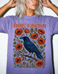 Fight Fascism Comfort Colors Shirt, Raven Poppy Floral Tee, Pro Democracy T-Shirt, Political Protest Shirt, Social Justice Graphic Tee,