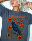 Fight Fascism Comfort Colors Shirt, Raven Poppy Floral Tee, Pro Democracy T-Shirt, Political Protest Shirt, Social Justice Graphic Tee,