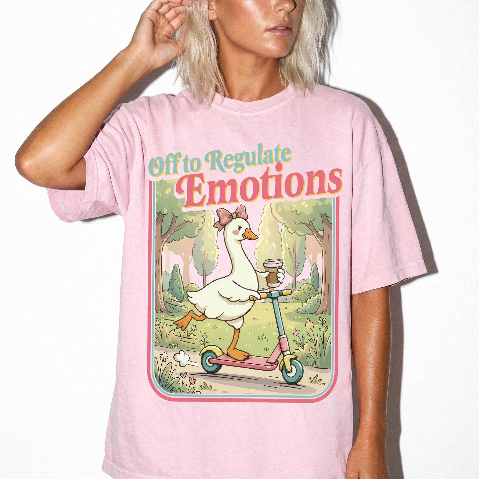Off to Regulate Emotions Comfort Colors Shirt, Funny Goose Scooter Tee, Mental Health Awareness T-Shirt, Cute Silly Goose Shirt,