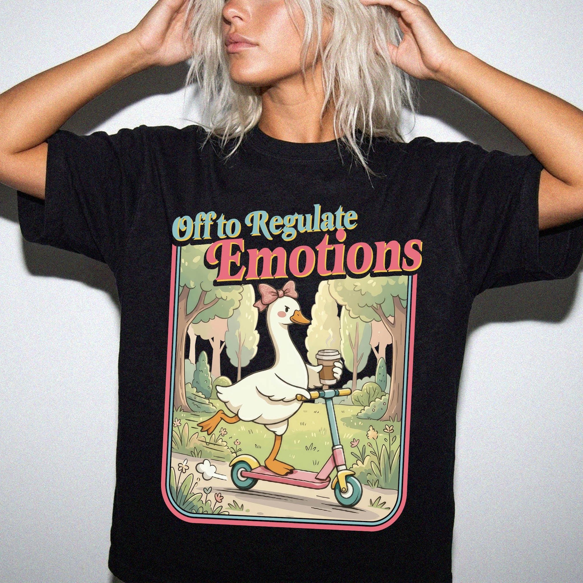 Off to Regulate Emotions Comfort Colors Shirt, Funny Goose Scooter Tee, Mental Health Awareness T-Shirt, Cute Silly Goose Shirt,