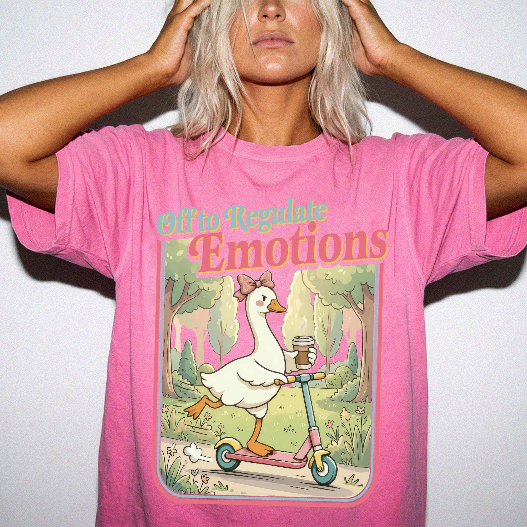 Off to Regulate Emotions Comfort Colors Shirt, Funny Goose Scooter Tee, Mental Health Awareness T-Shirt, Cute Silly Goose Shirt,