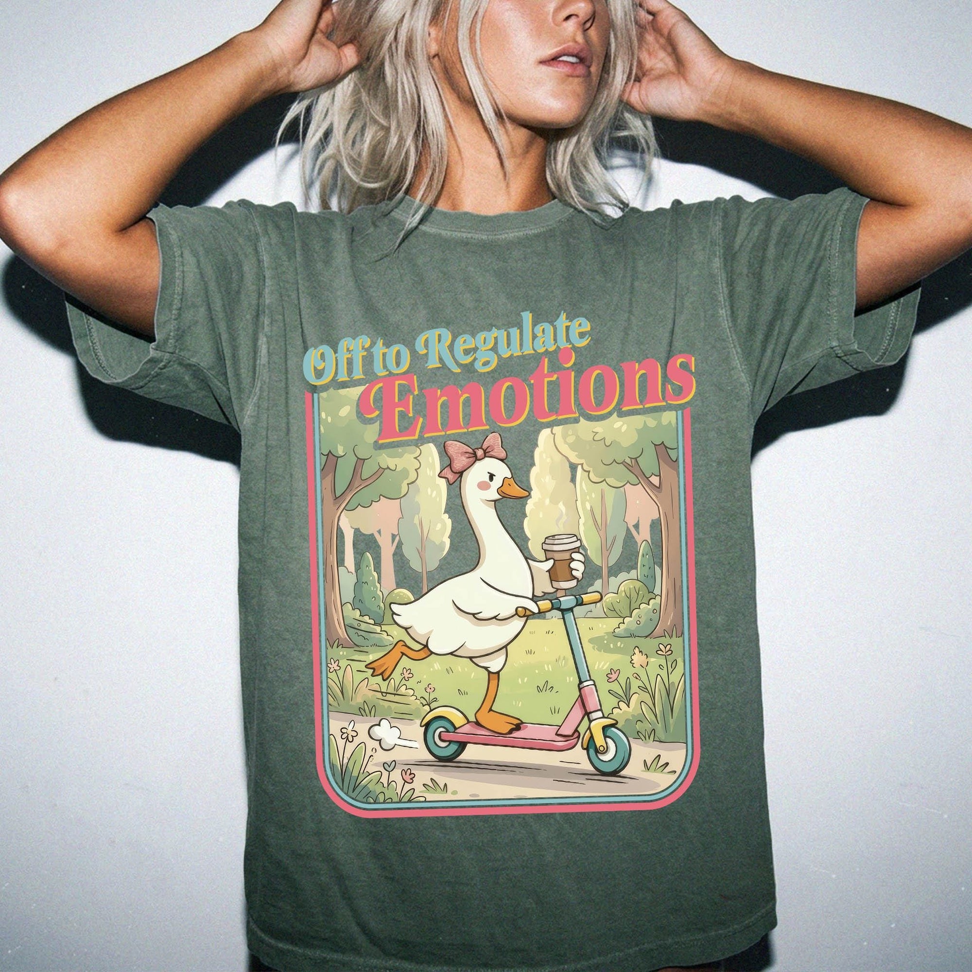 Off to Regulate Emotions Comfort Colors Shirt, Funny Goose Scooter Tee, Mental Health Awareness T-Shirt, Cute Silly Goose Shirt,