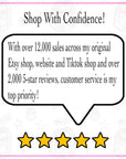 a speech bubble containing text, with a 5-star rating and a 5-star review visible below it.