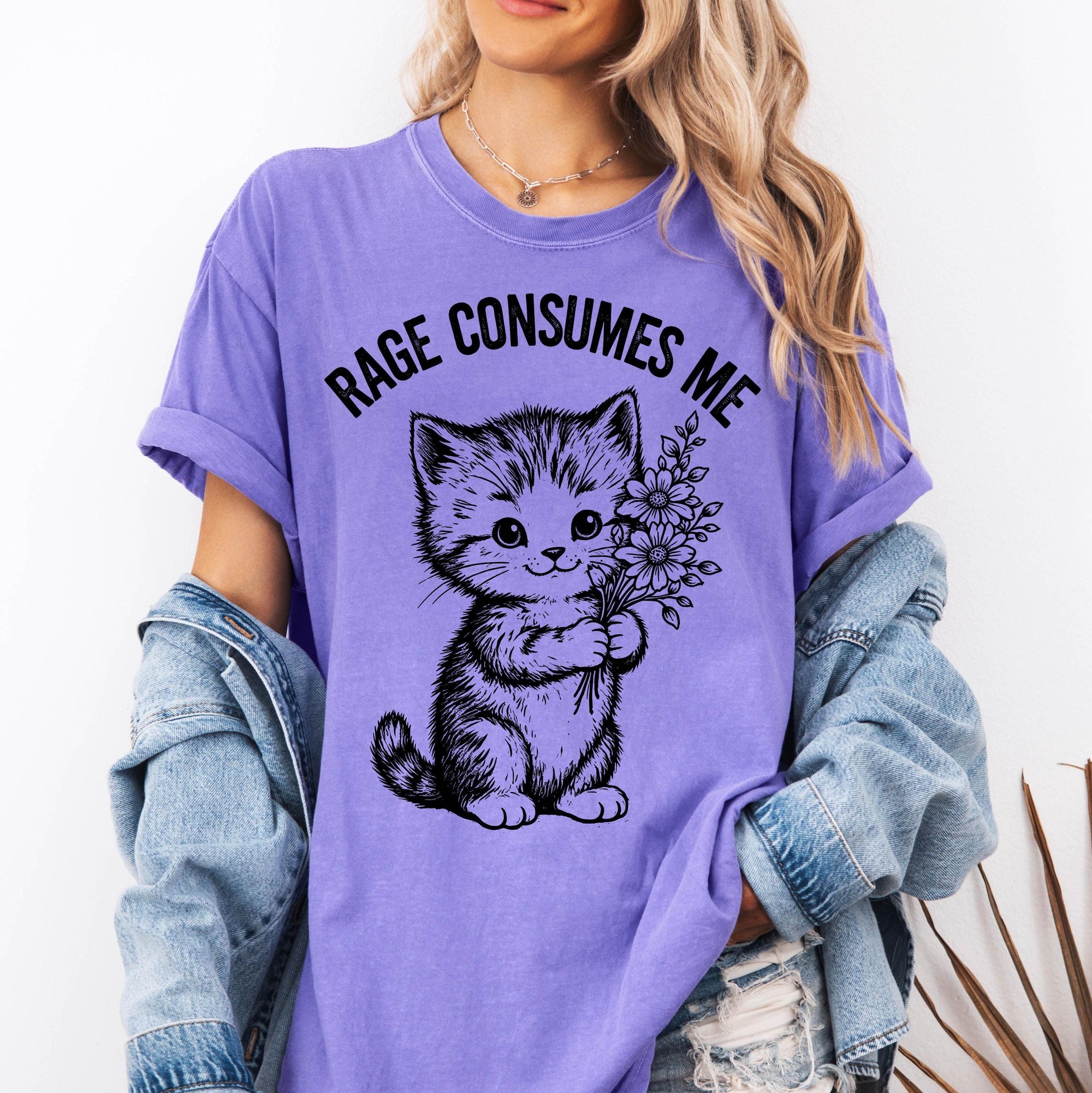 Rage Consumes Me Shirt, Funny Kitten Sarcastic Tee, Ironic Cute Animal T-Shirt, Ferocious Cat Lover Shirt, Comfort Colors Graphic Tee