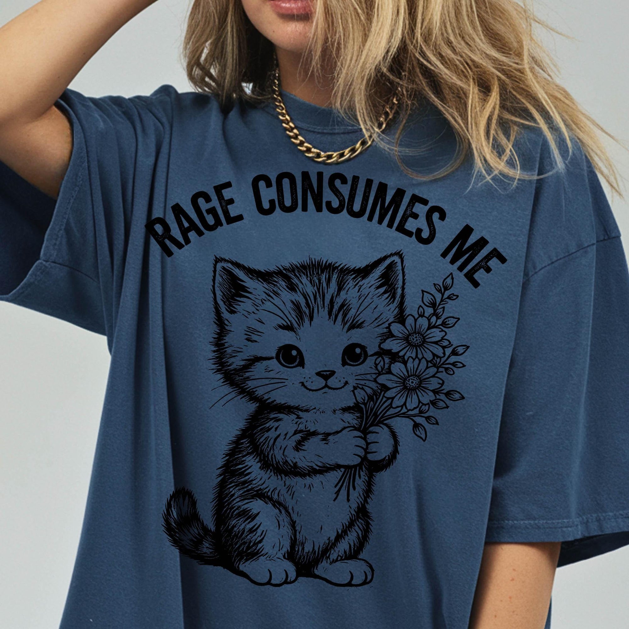 Rage Consumes Me Shirt, Funny Kitten Sarcastic Tee, Ironic Cute Animal T-Shirt, Ferocious Cat Lover Shirt, Comfort Colors Graphic Tee