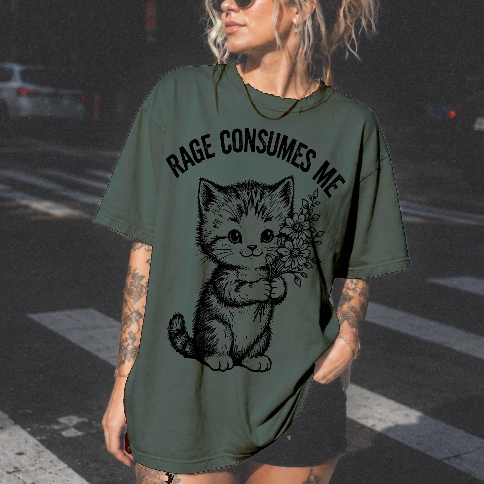 Rage Consumes Me Shirt, Funny Kitten Sarcastic Tee, Ironic Cute Animal T-Shirt, Ferocious Cat Lover Shirt, Comfort Colors Graphic Tee