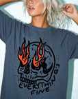 Everything Is Fine Comfort Colors Graphic Tee Shirt, Flaming Skull Graphic Tee, Dark Humor Sarcastic T-Shirt, Grunge Skull Shirt,