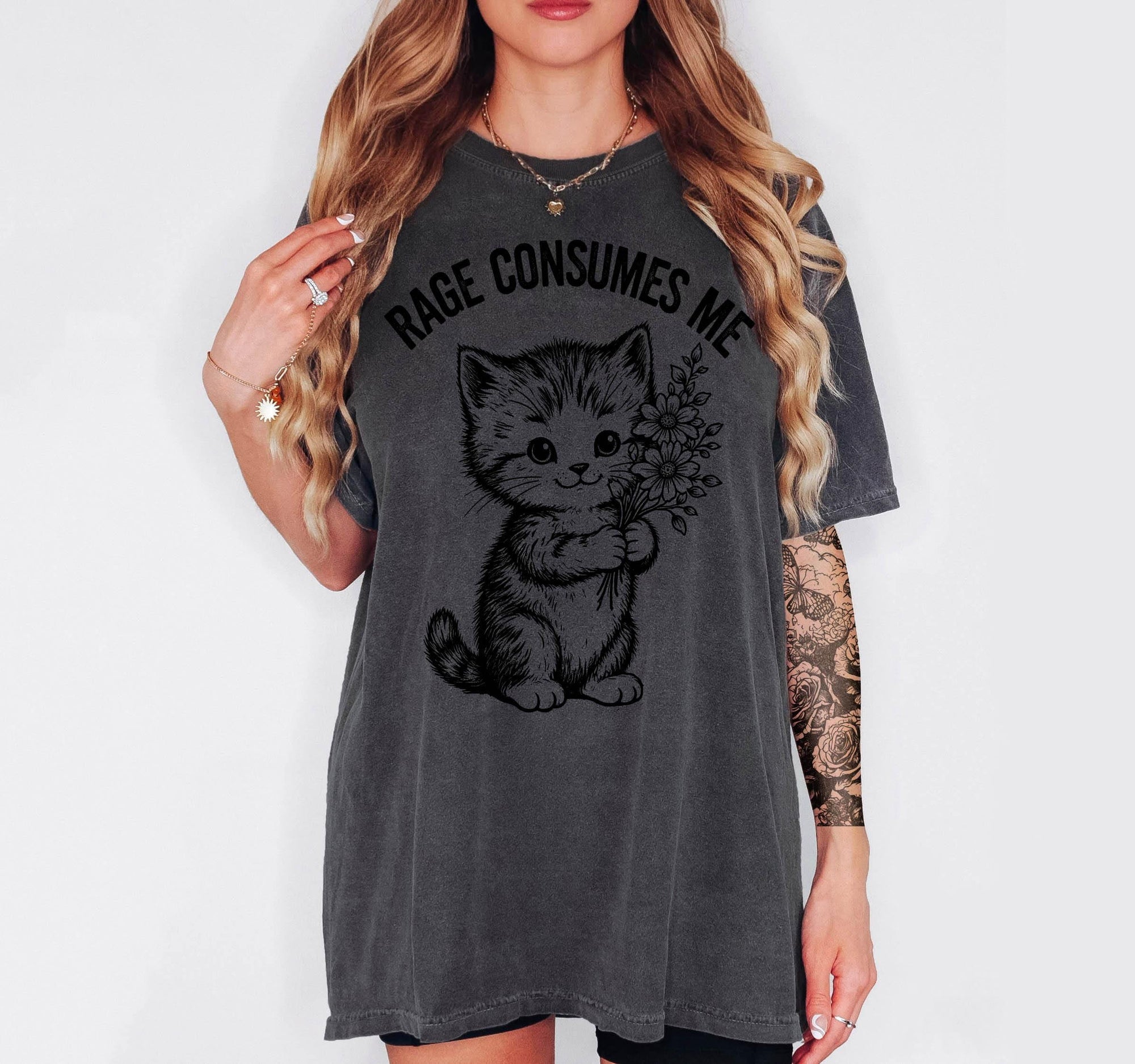 Rage Consumes Me Shirt, Funny Kitten Sarcastic Tee, Ironic Cute Animal T-Shirt, Ferocious Cat Lover Shirt, Comfort Colors Graphic Tee
