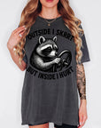 Outside I Skrrt But Inside I Hurt Shirt, Funny Raccoon Meme Tee, Sarcastic Mental Health T-Shirt, Trash Panda Shirt, Comfort Colors Tee