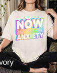 Now That's What I Call Anxiety Comfort Colors Graphic Tee, Funny Retro Shirt, Sarcastic Mental Health Tee, Y2K Holographic Print Shirt