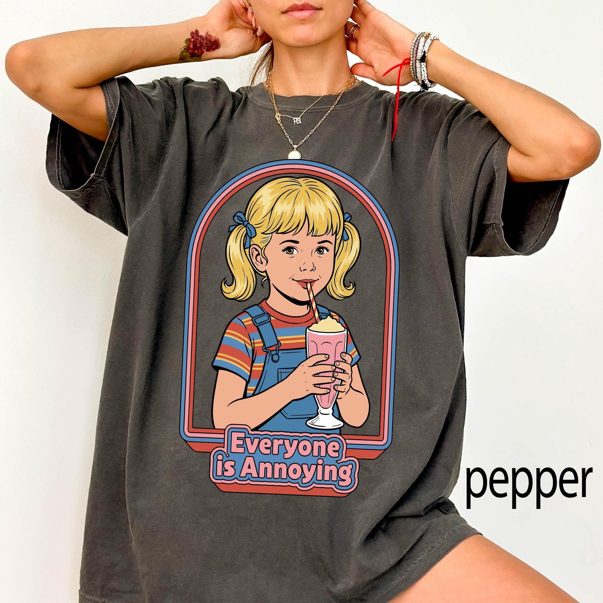 Everyone Is Annoying Comfort Colors Graphic Tee, Retro Milkshake Shirt, Sarcastic Funny Tee, Vintage 70s Style Shirt