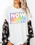 Now That's What I Call Anxiety Comfort Colors Graphic Tee, Funny Retro Shirt, Sarcastic Mental Health Tee, Y2K Holographic Print Shirt