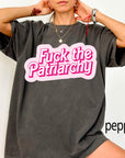 Fuck The Patriarchy Comfort Colors Graphic Tee, Feminist Shirt, Retro Pink Bubble Text Tee, Bold Statement Shirt, Girl Power Gift