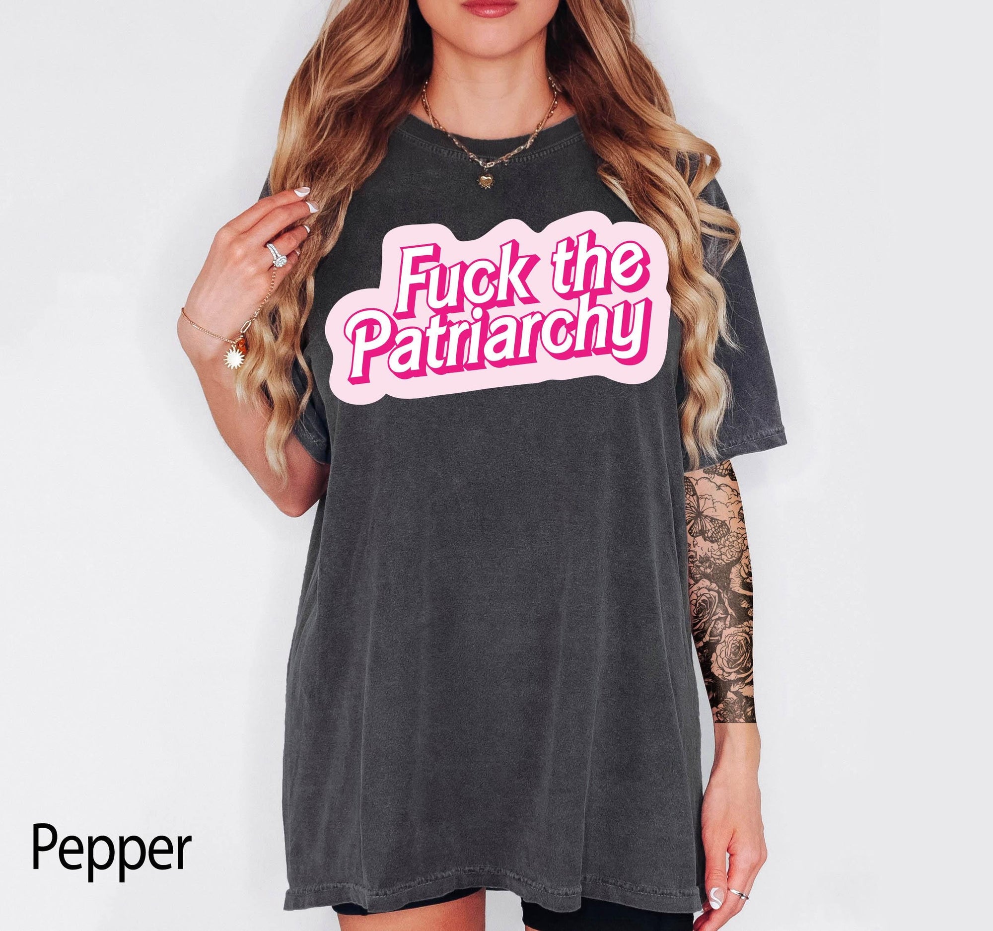 Fuck The Patriarchy Comfort Colors Graphic Tee, Feminist Shirt, Retro Pink Bubble Text Tee, Bold Statement Shirt, Girl Power Gift