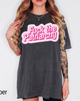 Fuck The Patriarchy Comfort Colors Graphic Tee, Feminist Shirt, Retro Pink Bubble Text Tee, Bold Statement Shirt, Girl Power Gift