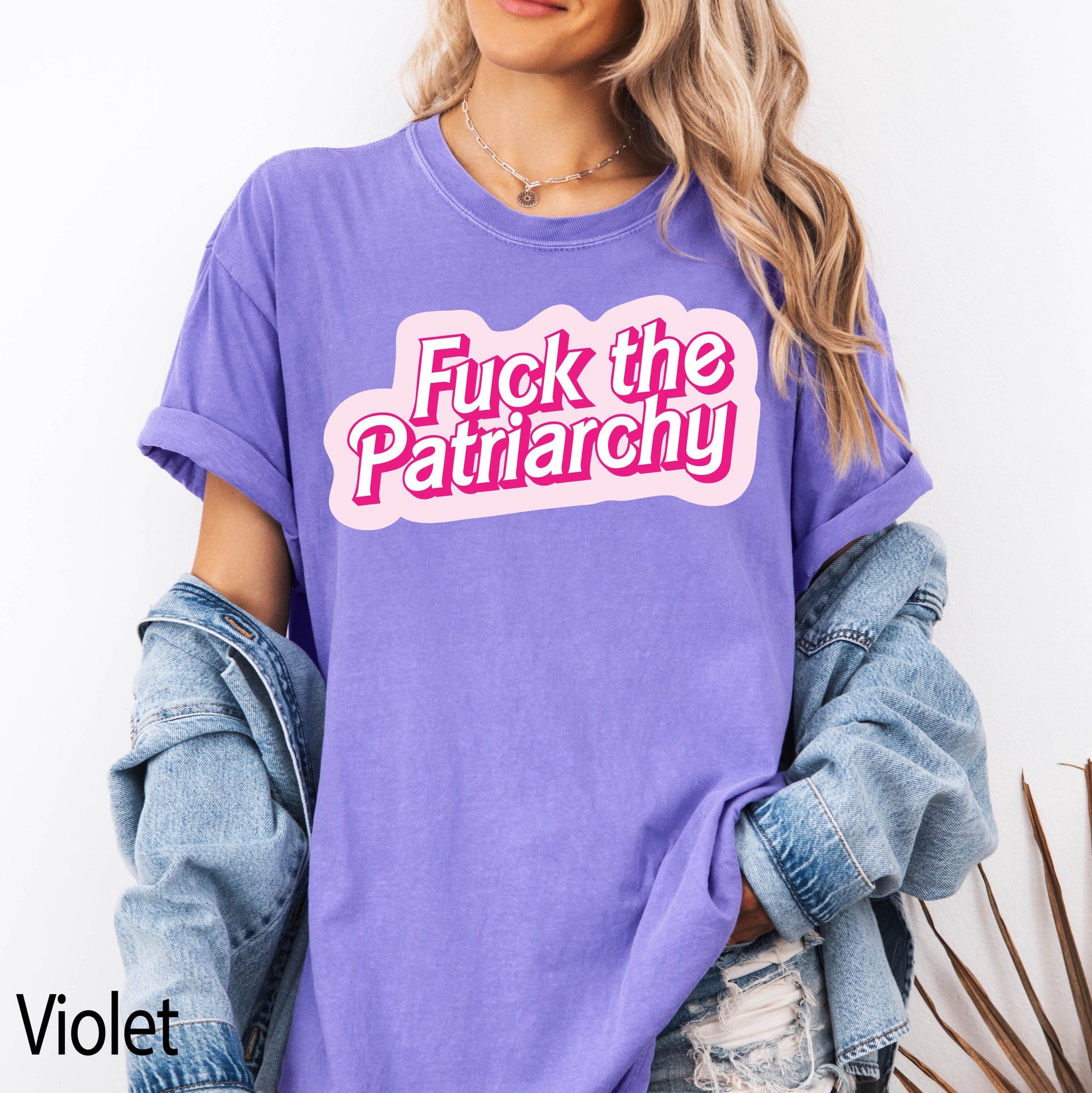 Fuck The Patriarchy Comfort Colors Graphic Tee, Feminist Shirt, Retro Pink Bubble Text Tee, Bold Statement Shirt, Girl Power Gift