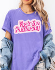 Fuck The Patriarchy Comfort Colors Graphic Tee, Feminist Shirt, Retro Pink Bubble Text Tee, Bold Statement Shirt, Girl Power Gift