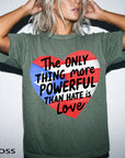Puerto Rico Flag Heart Comfort Colors Graphic Tee, Love Over Hate Shirt, Puerto Rican Pride Tee, Boricua Gift Shirt, Cultural Heritage Tee