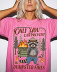 Only You Can Prevent Dumpster Fires Comfort Colors Shirt, Funny Raccoon Ranger Tee, Sarcastic Nature Parody T-Shirt, Funny Camping Shirt,