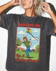 Hanging On By A Fucking Thread Comfort Colors T-Shirt, Funny Sarcastic Tee, Retro Vintage Graphic T-Shirt, Mental Health Humor Shirt,
