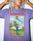 Hanging On By A Fucking Thread Comfort Colors T-Shirt, Funny Sarcastic Tee, Retro Vintage Graphic T-Shirt, Mental Health Humor Shirt,