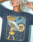 Stay Salty Melt Ice Comfort Colors Tee Shirt, Vintage Illustration Tee, Political Statement T-Shirt, Retro Rain Girl Graphic Shirt,