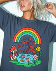Your Anxiety Is A Lying A** Bitch Comfort Colors Tee -Trippy Mushroom Rainbow Shirt, Funny Mental Health T-Shirt, Retro Positivity
