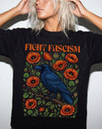 Fight Fascism Comfort Colors Shirt, Raven Poppy Floral Tee, Pro Democracy T-Shirt, Political Protest Shirt, Social Justice Graphic Tee,