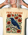 Fight Fascism Comfort Colors Shirt, Raven Poppy Floral Tee, Pro Democracy T-Shirt, Political Protest Shirt, Social Justice Graphic Tee,