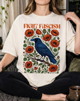 Fight Fascism Comfort Colors Shirt, Raven Poppy Floral Tee, Pro Democracy T-Shirt, Political Protest Shirt, Social Justice Graphic Tee,