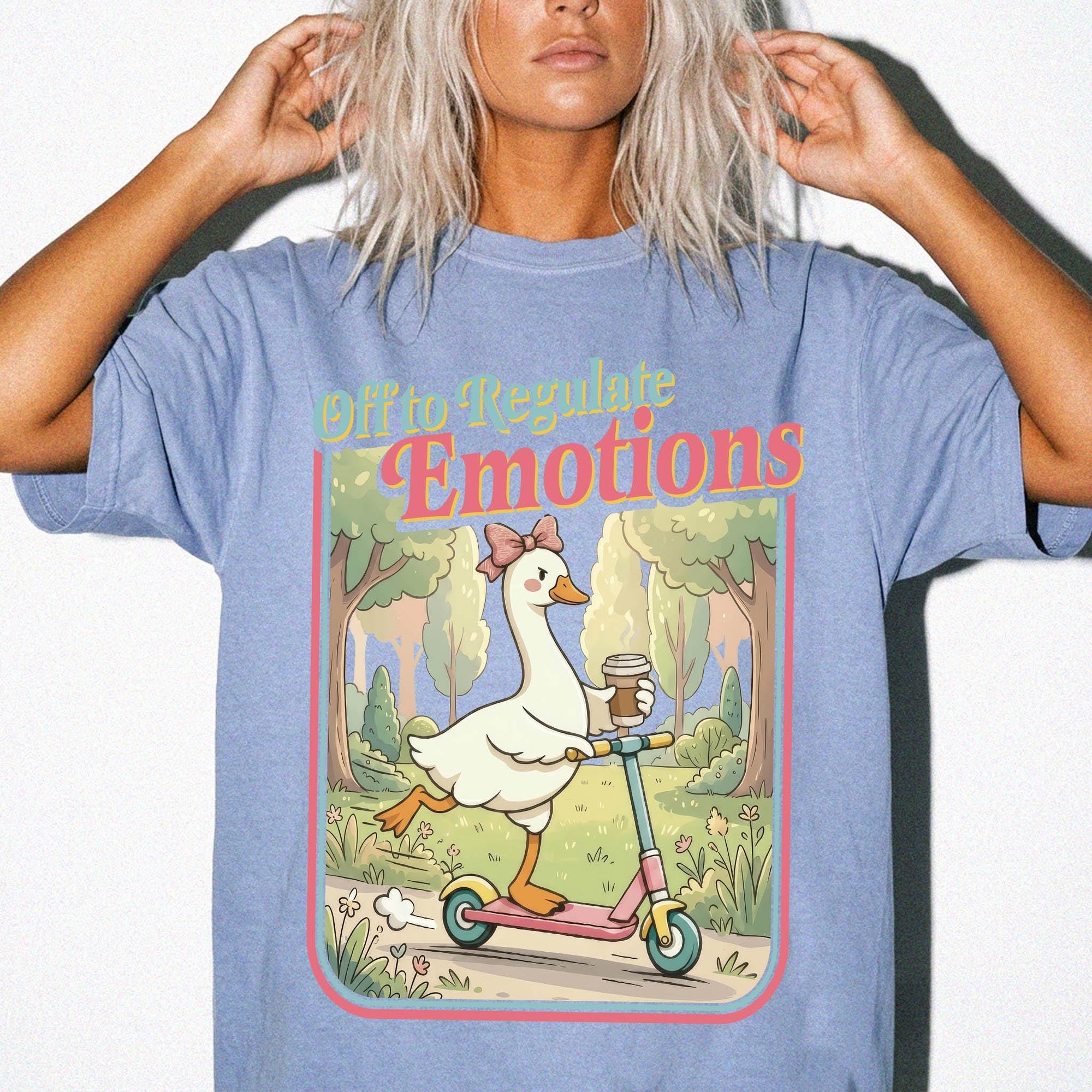 Off to Regulate Emotions Comfort Colors Shirt, Funny Goose Scooter Tee, Mental Health Awareness T-Shirt, Cute Silly Goose Shirt,