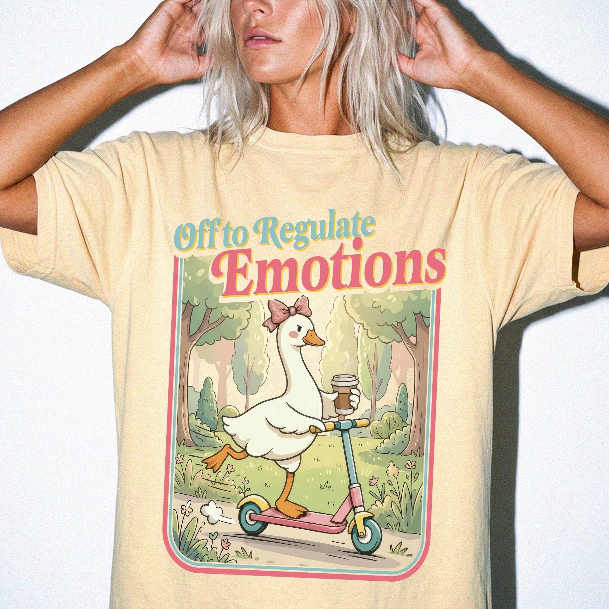 Off to Regulate Emotions Comfort Colors Shirt, Funny Goose Scooter Tee, Mental Health Awareness T-Shirt, Cute Silly Goose Shirt,