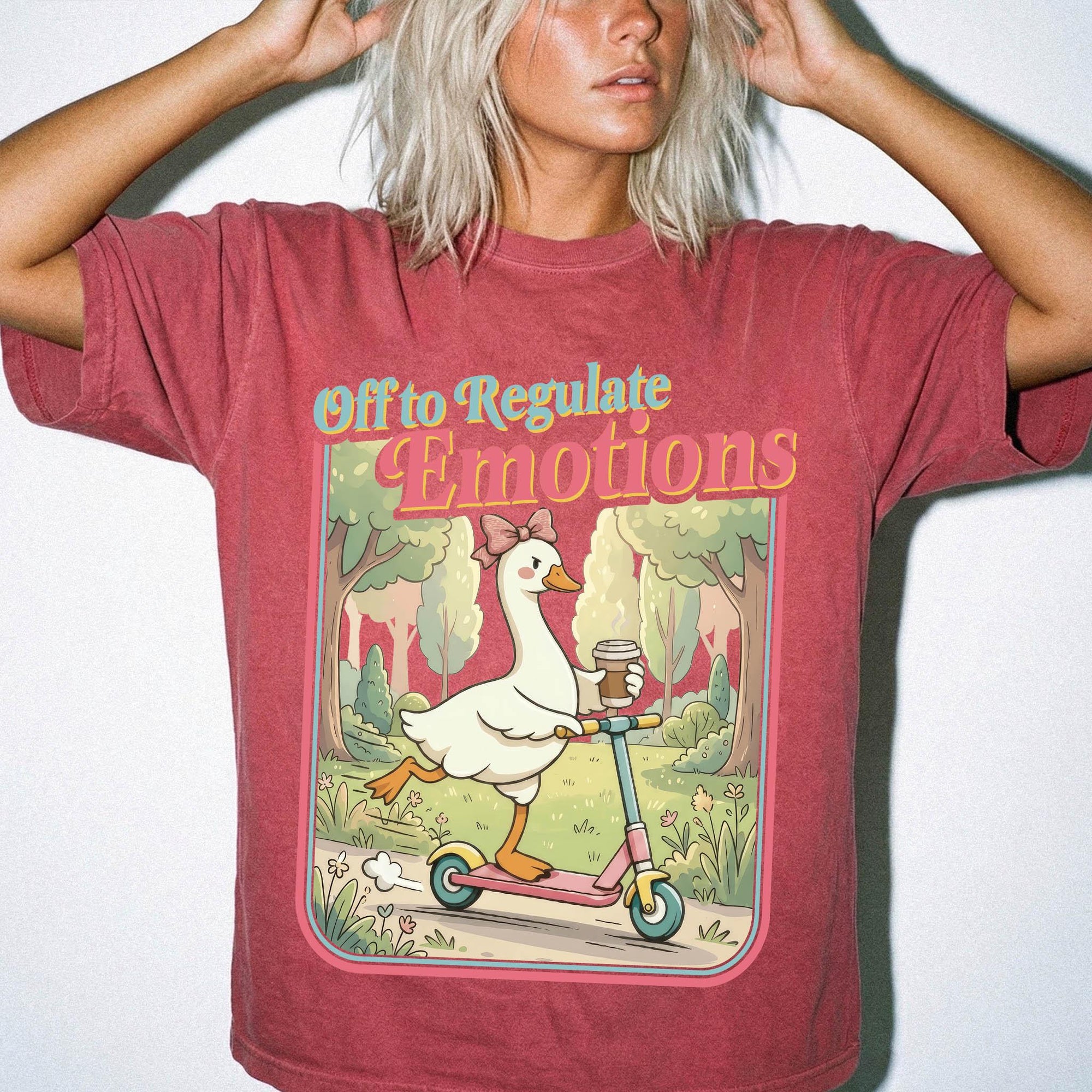 Off to Regulate Emotions Comfort Colors Shirt, Funny Goose Scooter Tee, Mental Health Awareness T-Shirt, Cute Silly Goose Shirt,