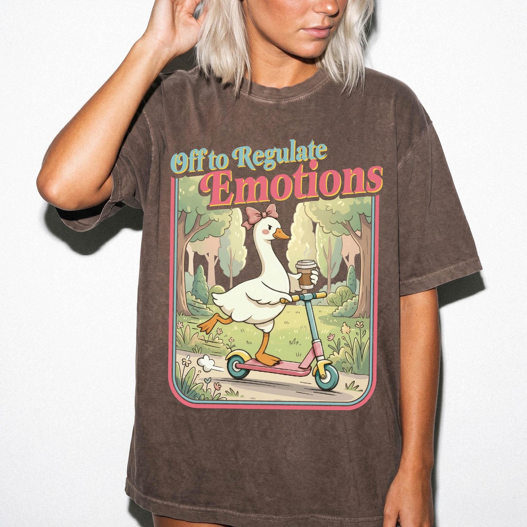 Off to Regulate Emotions Comfort Colors Shirt, Funny Goose Scooter Tee, Mental Health Awareness T-Shirt, Cute Silly Goose Shirt,