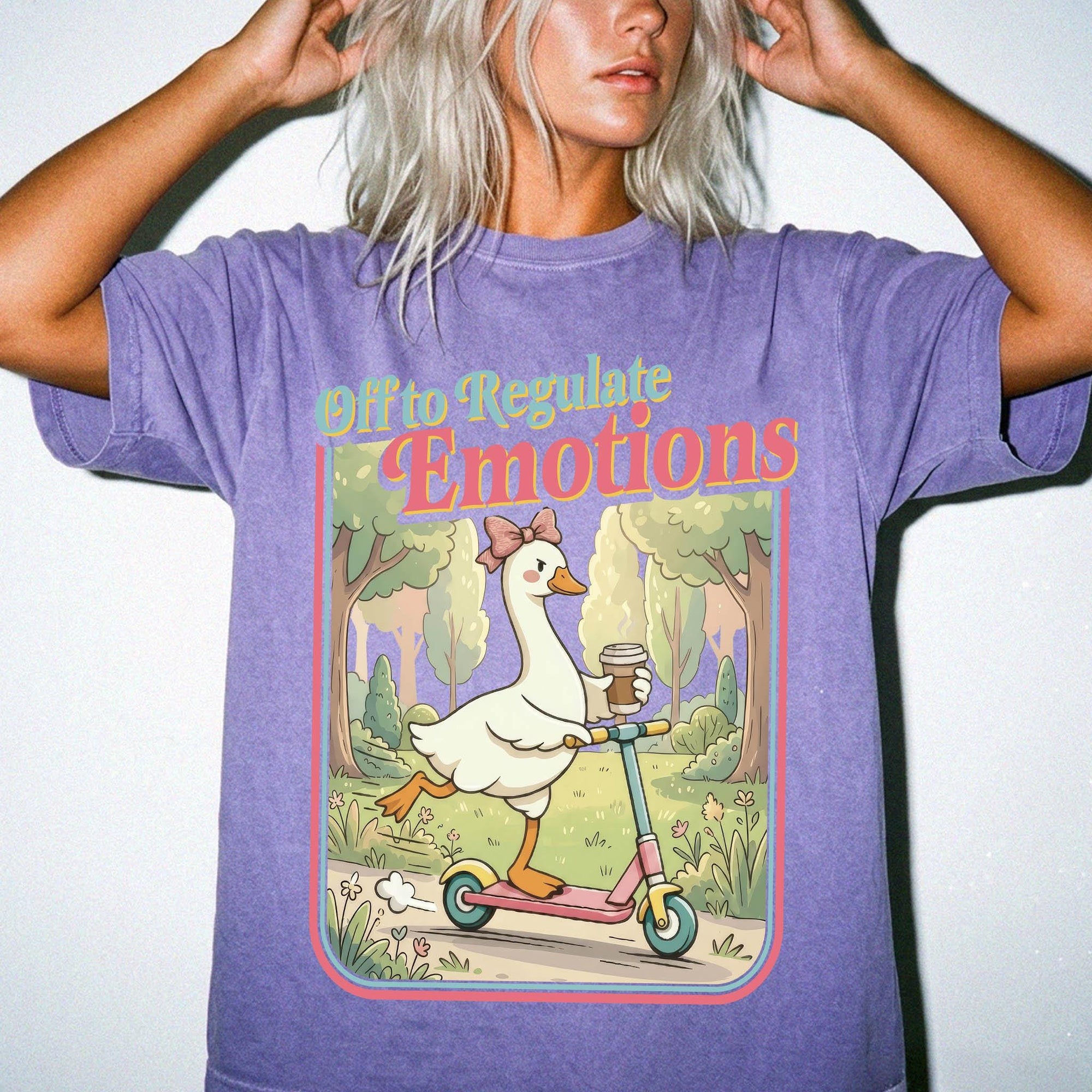 Off to Regulate Emotions Comfort Colors Shirt, Funny Goose Scooter Tee, Mental Health Awareness T-Shirt, Cute Silly Goose Shirt,