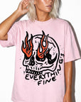 Everything Is Fine Comfort Colors Graphic Tee Shirt, Flaming Skull Graphic Tee, Dark Humor Sarcastic T-Shirt, Grunge Skull Shirt,