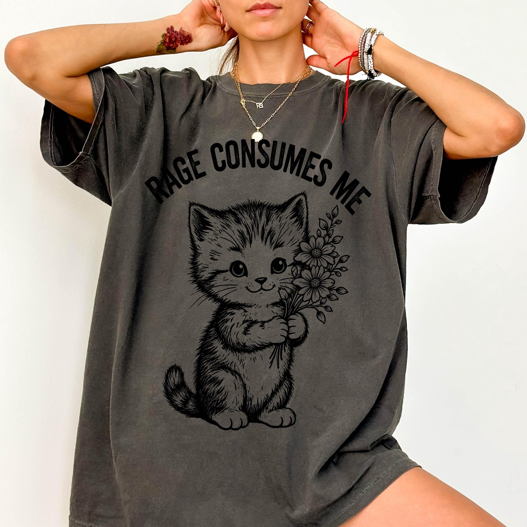 Rage Consumes Me Shirt, Funny Kitten Sarcastic Tee, Ironic Cute Animal T-Shirt, Ferocious Cat Lover Shirt, Comfort Colors Graphic Tee