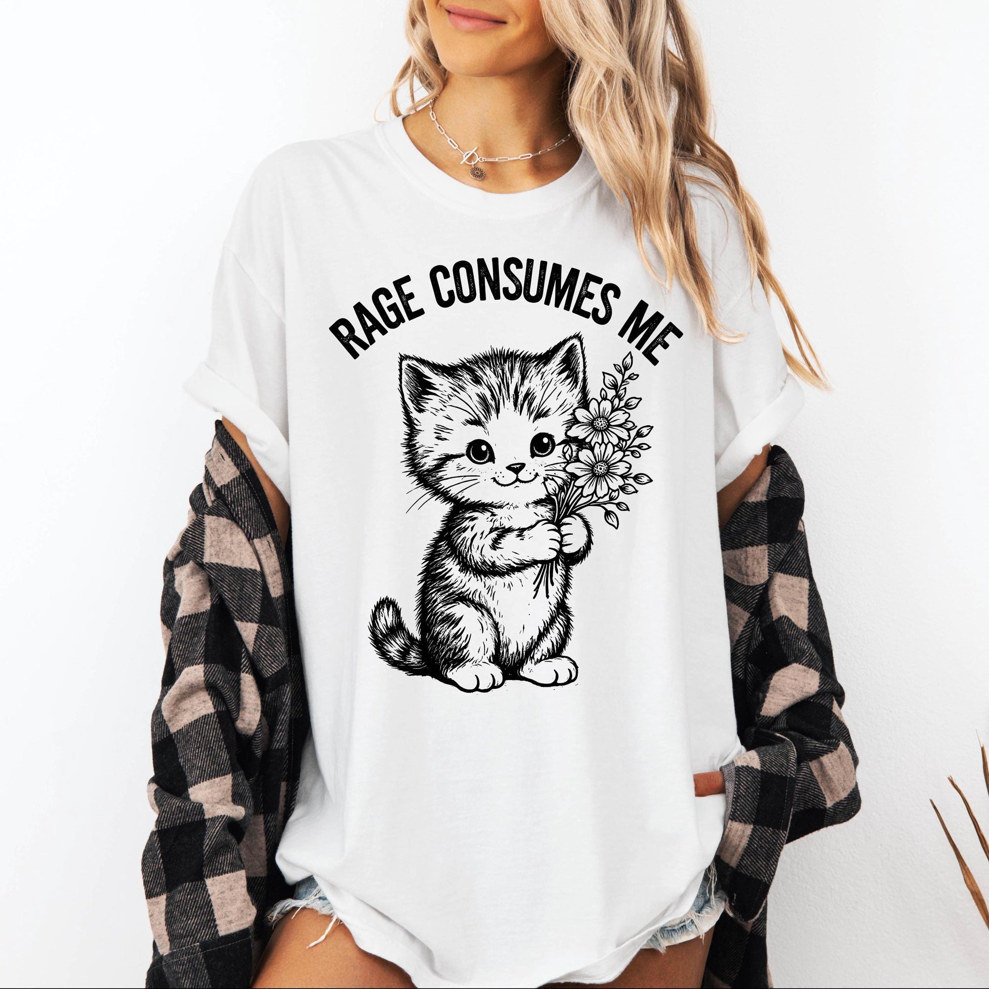 Rage Consumes Me Shirt, Funny Kitten Sarcastic Tee, Ironic Cute Animal T-Shirt, Ferocious Cat Lover Shirt, Comfort Colors Graphic Tee