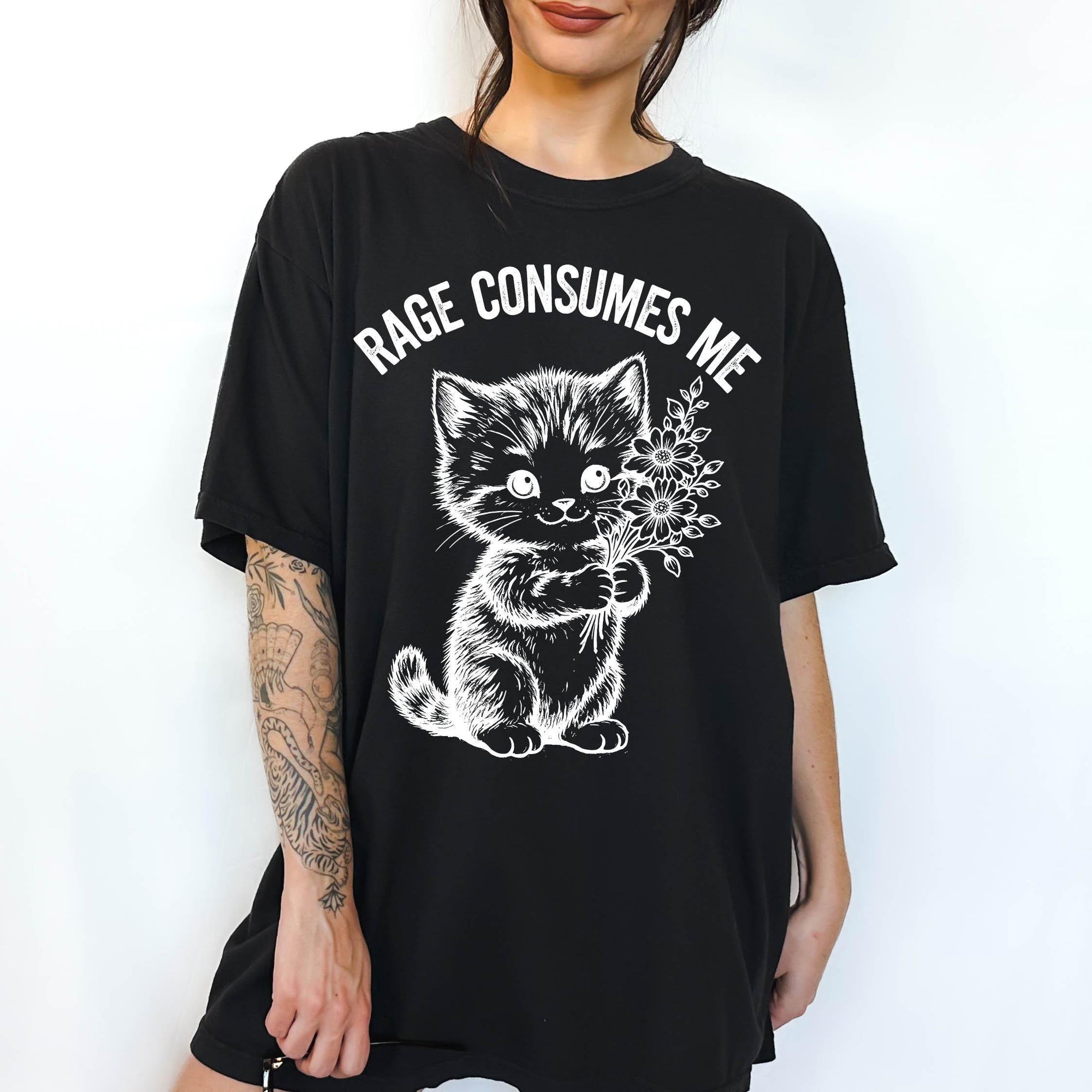 Rage Consumes Me Shirt, Funny Kitten Sarcastic Tee, Ironic Cute Animal T-Shirt, Ferocious Cat Lover Shirt, Comfort Colors Graphic Tee