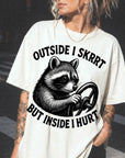Outside I Skrrt But Inside I Hurt Shirt, Funny Raccoon Meme Tee, Sarcastic Mental Health T-Shirt, Trash Panda Shirt, Comfort Colors Tee