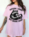 Outside I Skrrt But Inside I Hurt Shirt, Funny Raccoon Meme Tee, Sarcastic Mental Health T-Shirt, Trash Panda Shirt, Comfort Colors Tee