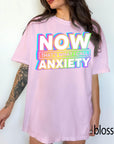 Now That's What I Call Anxiety Comfort Colors Graphic Tee, Funny Retro Shirt, Sarcastic Mental Health Tee, Y2K Holographic Print Shirt