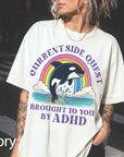 Funny ADHD Orca Comfort Colors Graphic Tee, Current Side Quest Shirt, Rainbow Whale Shirt, ADHD Awareness Tee, Neurodivergent Gift