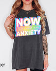 Now That's What I Call Anxiety Comfort Colors Graphic Tee, Funny Retro Shirt, Sarcastic Mental Health Tee, Y2K Holographic Print Shirt