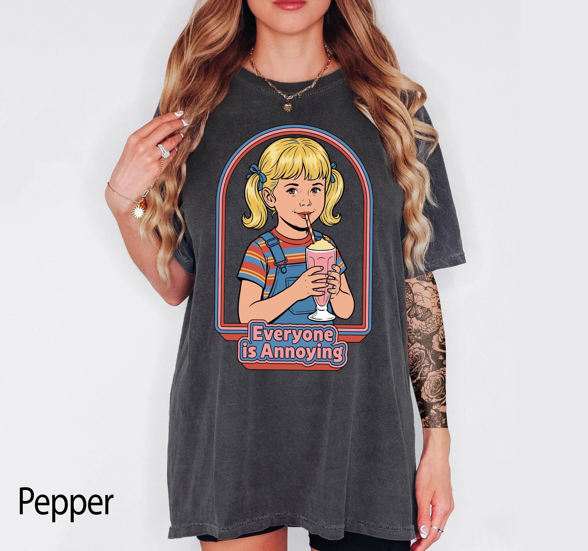 Everyone Is Annoying Comfort Colors Graphic Tee, Retro Milkshake Shirt, Sarcastic Funny Tee, Vintage 70s Style Shirt