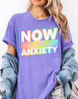 Now That's What I Call Anxiety Comfort Colors Graphic Tee, Funny Retro Shirt, Sarcastic Mental Health Tee, Y2K Holographic Print Shirt