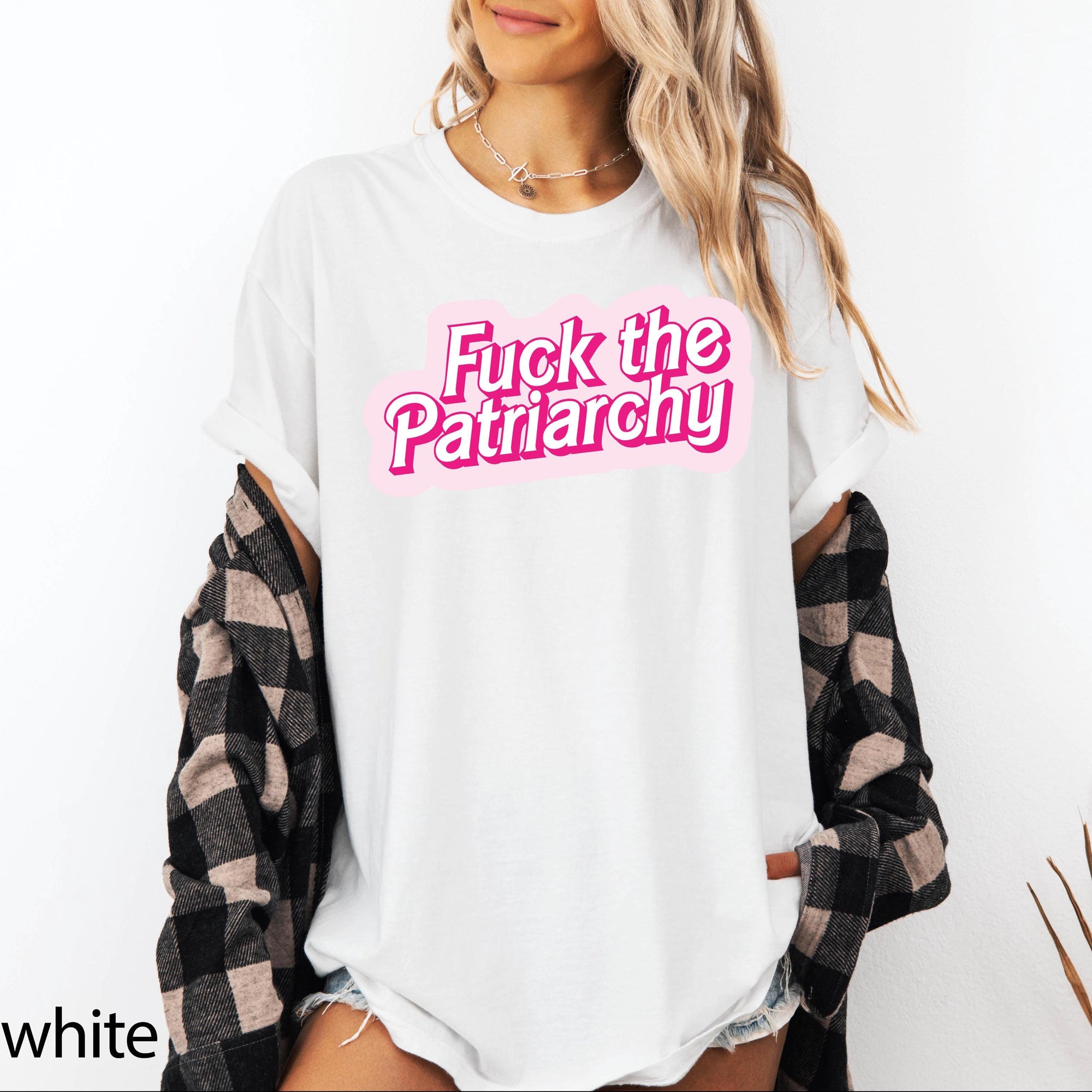 Fuck The Patriarchy Comfort Colors Graphic Tee, Feminist Shirt, Retro Pink Bubble Text Tee, Bold Statement Shirt, Girl Power Gift